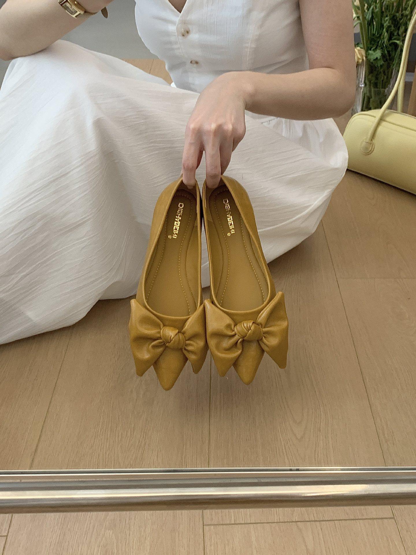 Women s Pointed Toe Flat Bowknot French Style Elegant Office Pumps - Fashionable Footwear 35