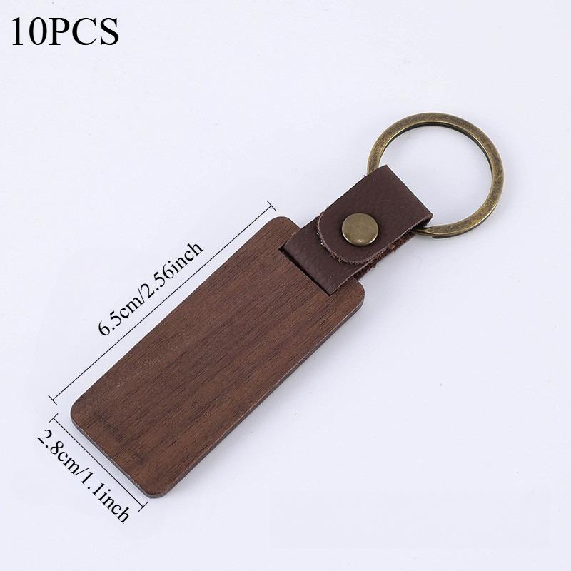 

Wooden Keychain Blanks Rectangle Wood Keychain Blanks With Leather Strap Engraving Blanks Key Chain
