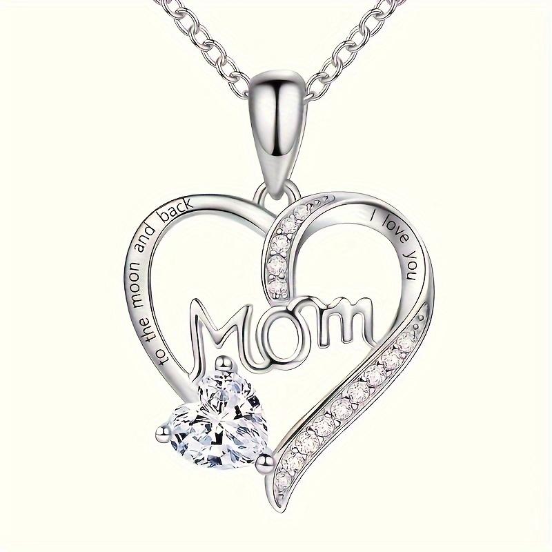 Rhinestone Decor Heart-shaped Pendant Necklace,The Perfect Gift for Mom,Her: Valentine's Day, Anniversary,Birthday,Mother’s Day