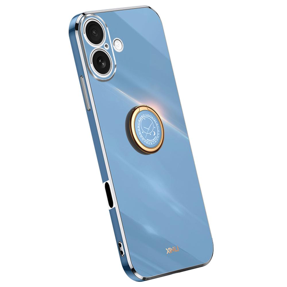 XINLI For iPhone 16 Plus Case Ring Kickstand Electroplating TPU Phone Cover