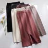 Autumn Winter Bodycon Pencil Skirt Midi Wool Plain Front Slit Knit Skirt