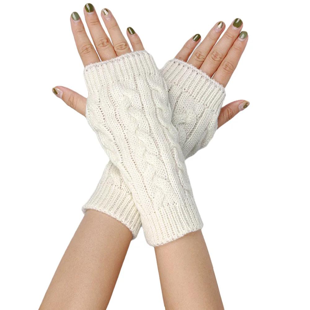 Women Knitted Arm Warmer Long Fingerless Gloves Mitten Winter Y2K Solid Arm Sleeve Fashion Casual Soft Girls Clothes Punk Gloves