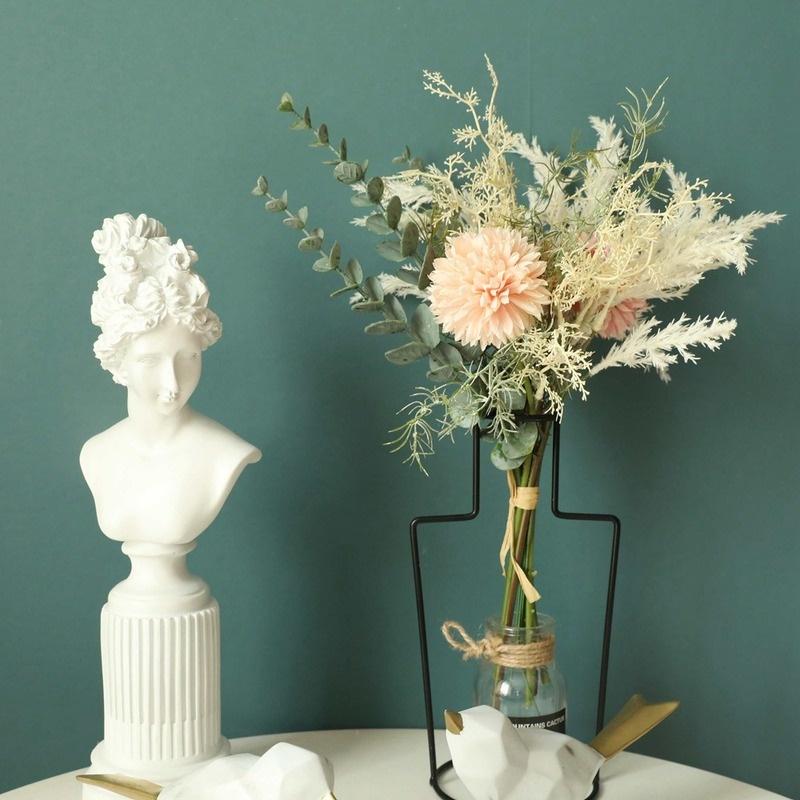 Artificial Flowers Bouquet for Home Party Decoration Wedding Bouquet Flowers Bulrush Silk Hydrangea Fake Flowers