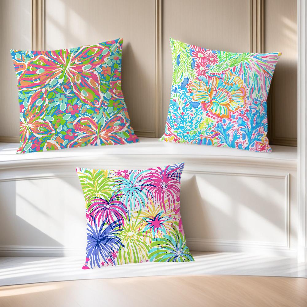 Soft Pillow Case for Sofa Living Room Home Colorful L-Lilly Decor Protective Cover P-Pulitzer Gorgeous Without PillowInsert