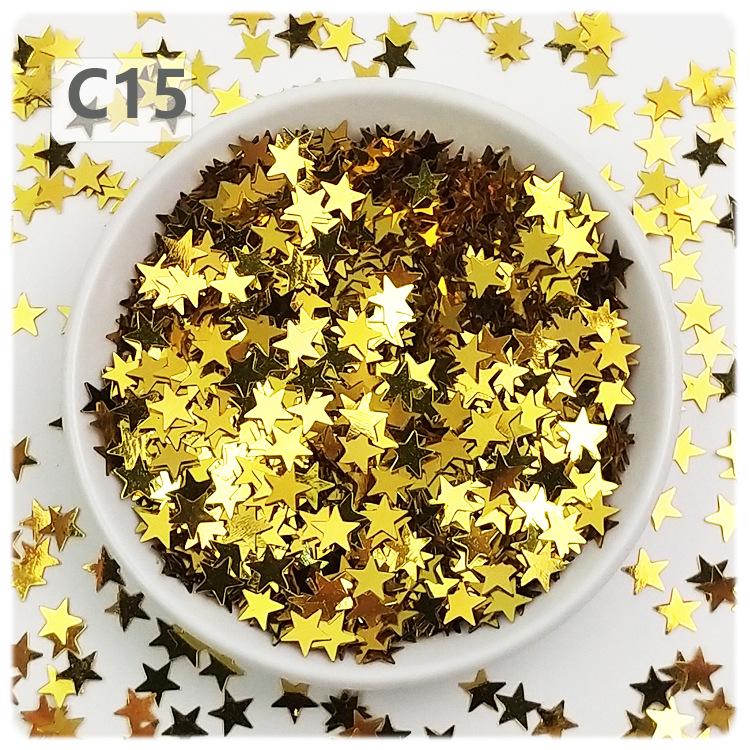 

Пайетки Yaleduo 7 мм Золотая пентаграмма для DIY украшений и чехлов для телефонов 20g/pack