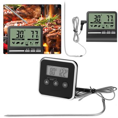 Küchen Digitales Timing Lebensmittelthermometer Temperaturmesser für Ofen BBQ Grill Timer-Funktion Fleischsonde Elektronische Küchenwerkzeuge