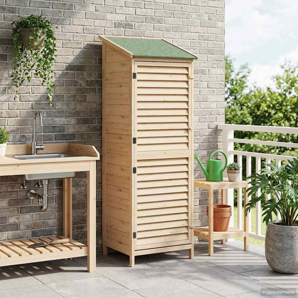 Garden Shed Natural 59 x 56 x 176 cm Solid Spruce Wood