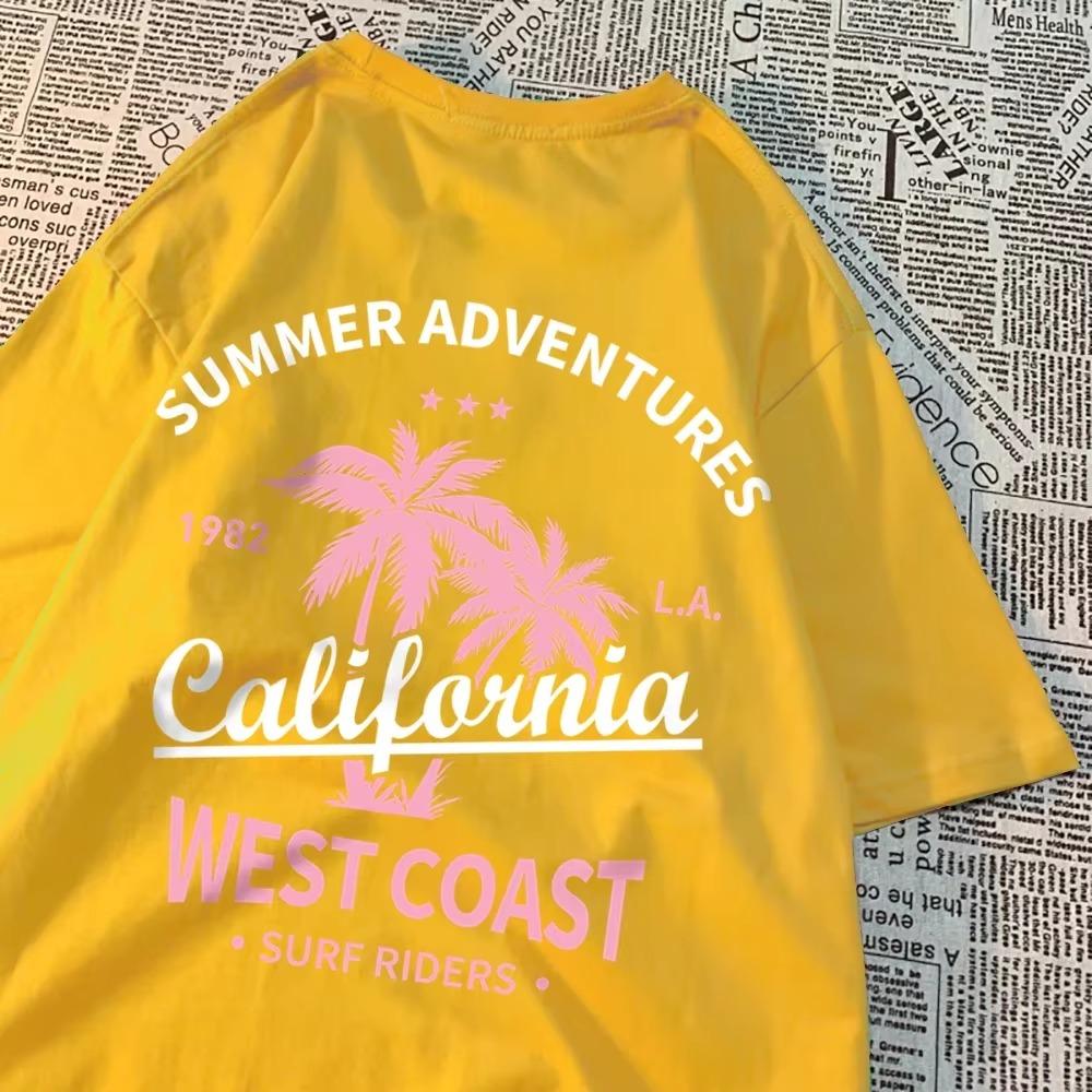 Sommerabenteuer Kalifornische Westküste Herrenbekleidung Hip Hop Lockere T-Shirts Mode Übergroße Baumwolle Sommer Damen T-Shirt Neu