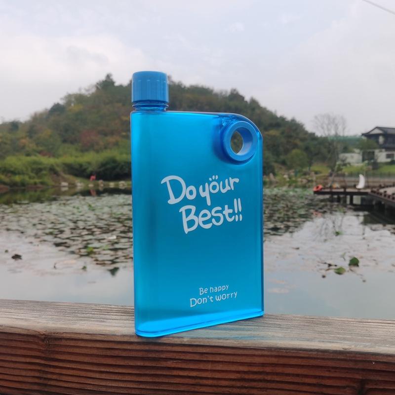 380ML Transparent Flat Water Bottle Plastic Travel Bicycle Drinking Cup Reusable Portable Water Bottle