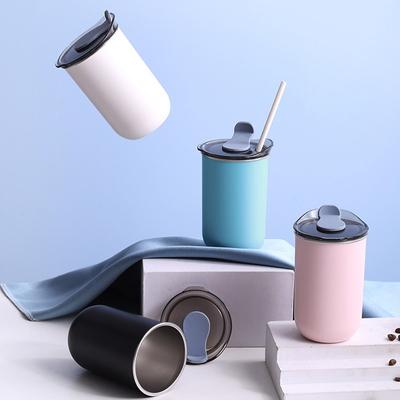 Kaffeetasse aus Edelstahl, 300 ml, Becher mit Deckel, einfacher isolierter Kaffeebecher, Thermosflasche, hitzebeständiger Thermosbecher, Trinkgeschirr