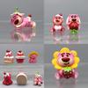 Strawberry Bear Collectible Action Figure Set Cute Pink Toy For Car Decoration