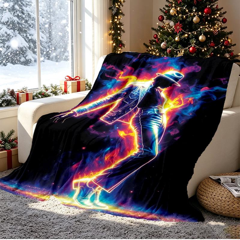 Michael Jackson Muster Decke für Heimdekoration, Bett, Sofa, Autoreise, Camping, Geeignet für Alle Jahreszeiten, Geburtstags-Weihnachtsgeschenk