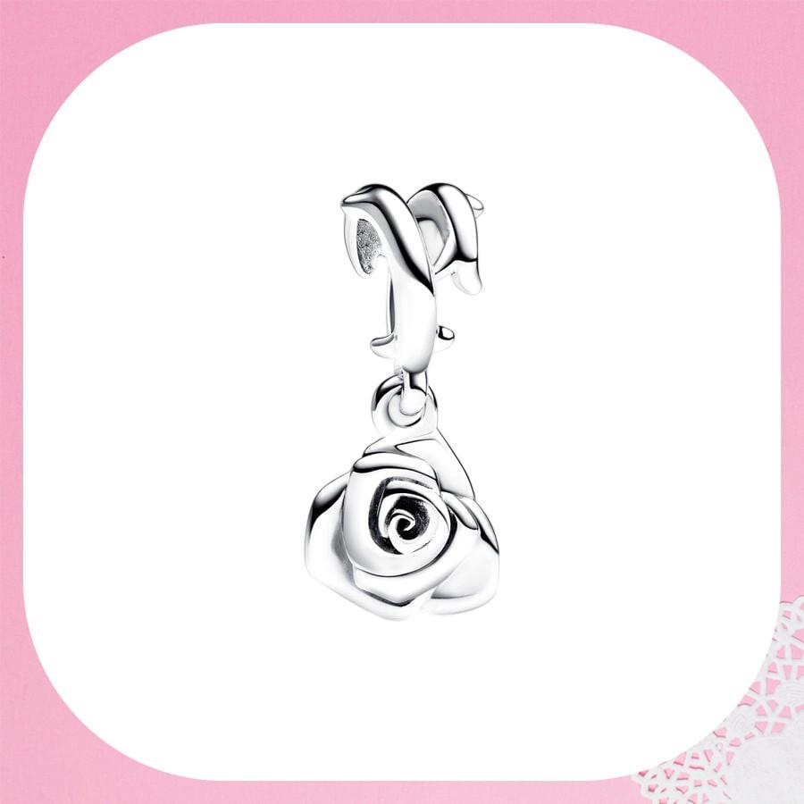 Sparkling Rose In Bloom Series Charm Bead Purple Pink Rose In Bloom Fit Original Bracelets Accessories Diy Jewelry Gift