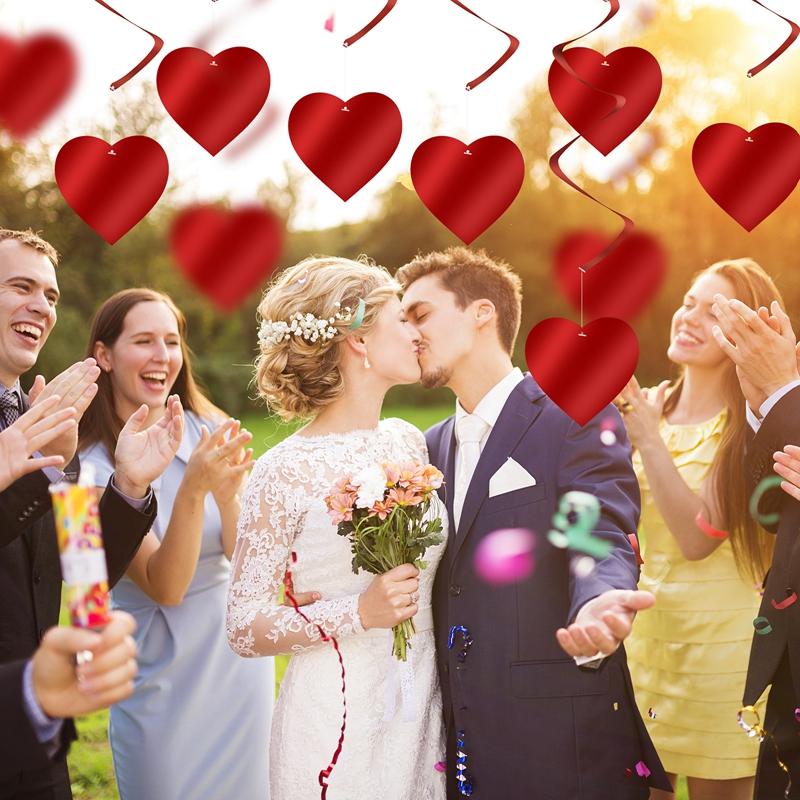 30 Buc. Roșu/Alb Aniversare Inimă Iubire Spirale Agățate Ghirlandă Paie Baloane Pentru Ziua Îndrăgostiților Nuntă Decoruri Petrecere