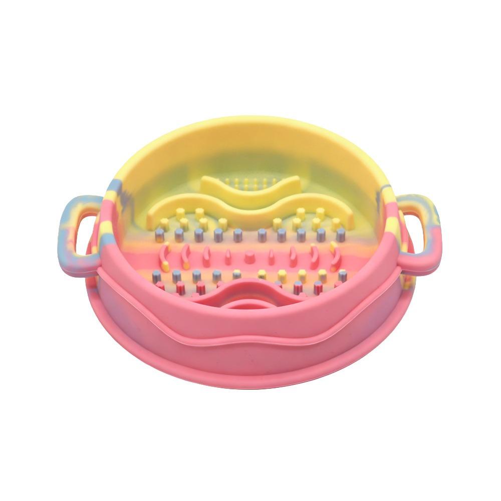 Silicone Anti-Choke Bowl Dual Handles Dog Treat Bowl Colorful Dog Slow Feeder Bowl  Pet Enrichment розовый