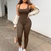 Sexy Jumpsuits Autumn Knitted One Piece Overalls Solid Color Square Neck Sleeveless Lift Up Hip Slim Women Jumpsuit