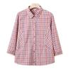 YUZHAOLIN Women's Summer 3/4 Sleeve Plaid Cotton Shirt