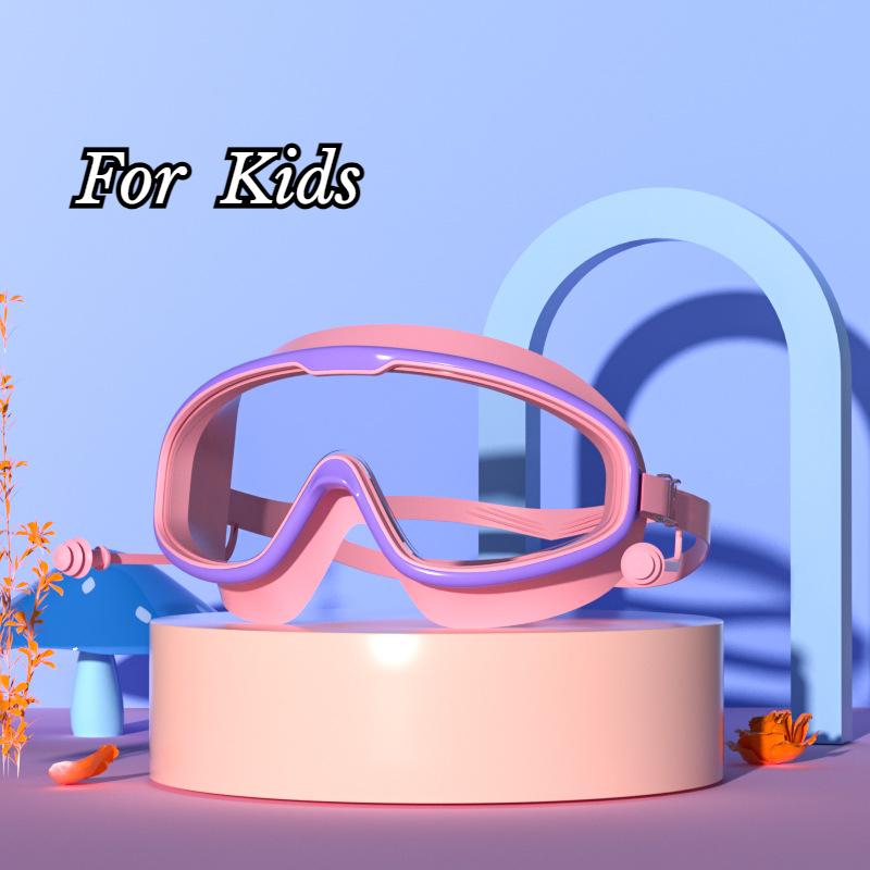 Ochelari de înot Cadru mare Dopuri de urechi Impermeabili Anti-aburire HD Transparenți Ochelari pentru bebeluși Protecție UV Ochelari de înot siguri