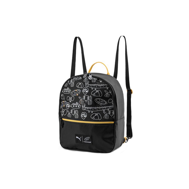 Puma X Tyakasha Collaboration Full Print Fun Graffiti Fabric Backpack Unisex Backpack Black 07666301 Black