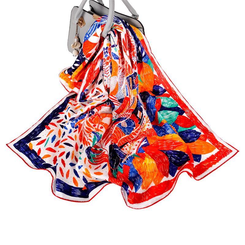 

[BYSIFA] Black White Scarves Women Elegant New 100% Silk Scarf Shawl Printed Fall Winter Ladies Brand Scarves Wraps 88*88cm