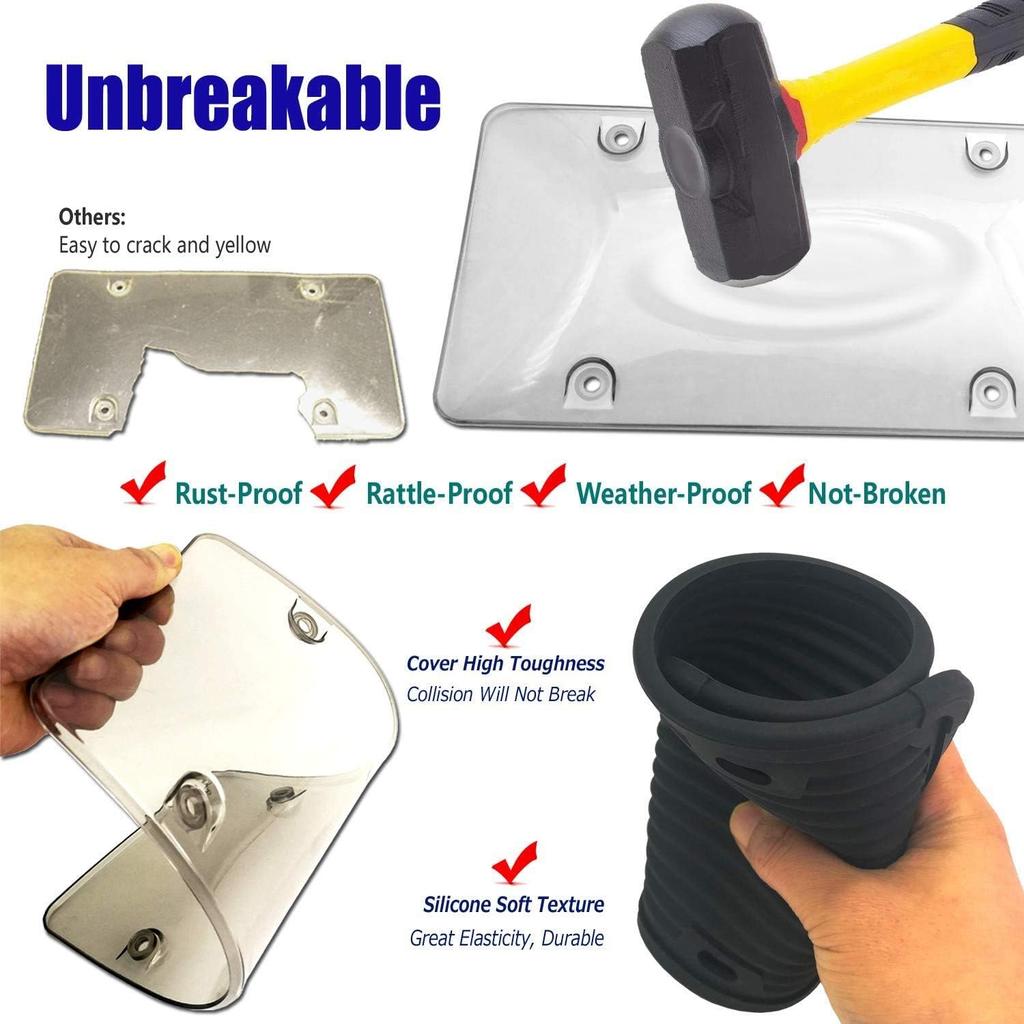 License Plates Shields 2 Pack Clear Bubble Design Plate Covers, Unbreakable Novelty Frame Covers To Protect Front, Back Fit Standard US Plate With