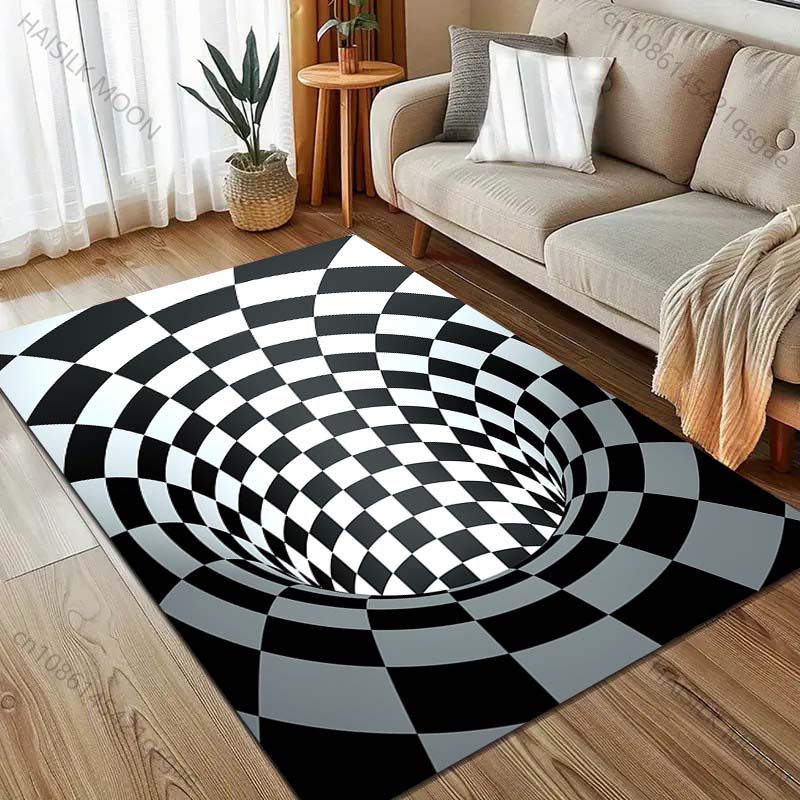 3D Optical Illusion Printing Carpet for Living Room Bedroom Sofa Doormat Home Decor Area Rugged Non-slip Floor Mat Large Size
