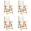 VidaXL Chaises inclinables de jardin lot de 4 tissu et bois massif, siège de jardin, chaise de patio, chaise à manger de 3214538