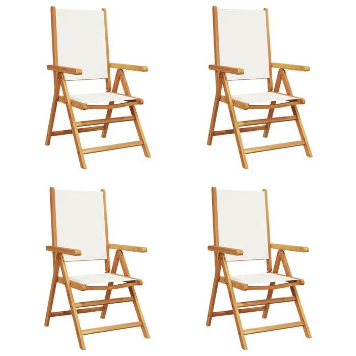 VidaXL Chaises inclinables de jardin lot de 4 tissu et bois massif, siège de jardin, chaise de patio, chaise à manger de 3214538