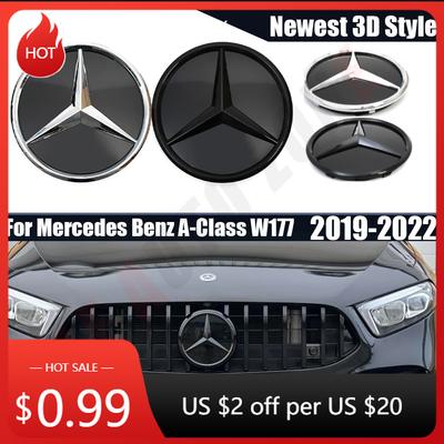 2025 Hot Car Sticker For Mercedes Benz A-Class W177 2019-2022 A180 A200 A220 Front Grill Chrome Star Emblem Badge