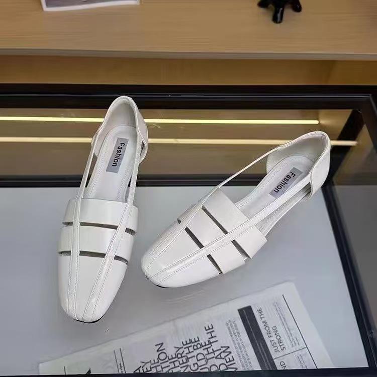Spot version~ Korean version of temperament fashionable woven square head one pedal simple fashion niche design outer wear women's single shoes