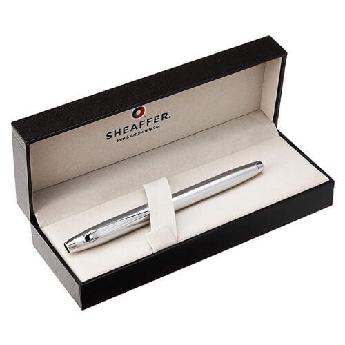 Sheaffer 100 Brushed Chrome Fine Fountain Pen with Nickel Trim