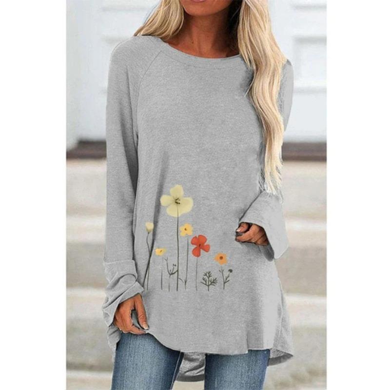 T-shirt da donna a maniche lunghe con stampa, adatta per le stagioni primaverile, autunnale e invernale. Alla moda e versatile, lavabile in lavatrice.