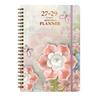 Flower Theme Cover 3-Year Plan Book Spiral Bound Multi-Year Agenda Notepad  School Supplies
