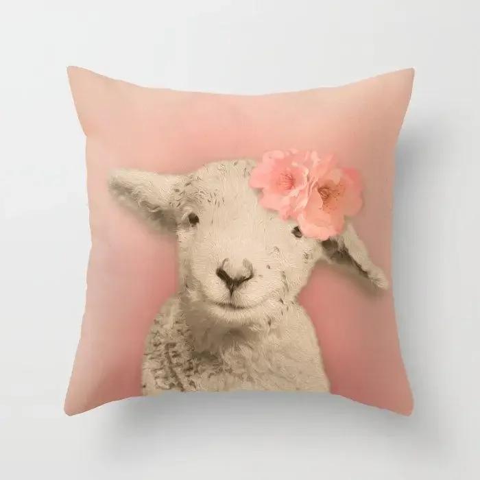Cushion Cover Cartoon Sheep Peach Pillow   Home Decor Moda