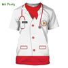 Police Uniform 3D Print Sports  Breathable Men T-shirt Street Cosplay Party Casual Parent-child Short Sleeve Clothing