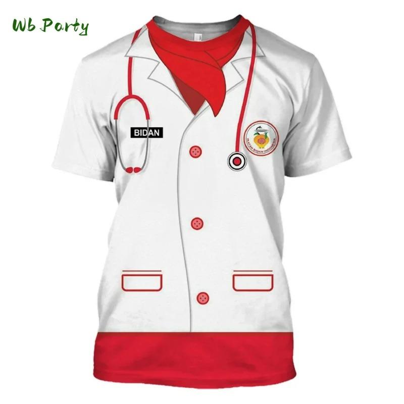 Police Uniform 3D Print Sports  Breathable Men T-shirt Street Cosplay Party Casual Parent-child Short Sleeve Clothing