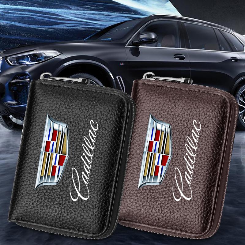 Leather Men Car Driver's License, ID Card, Bank Card Wallet Car Styli For Cadillac CT4 CT5 CT6 ATS XTS JG7