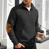 Men's Plaid Half Zip Long Sleeve Stand Collar Casual Sweatshirt