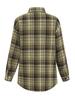 Cardigan Camisa Feminina Xadrez de Manga Comprida com Gola Pontuda para a Primavera 2025