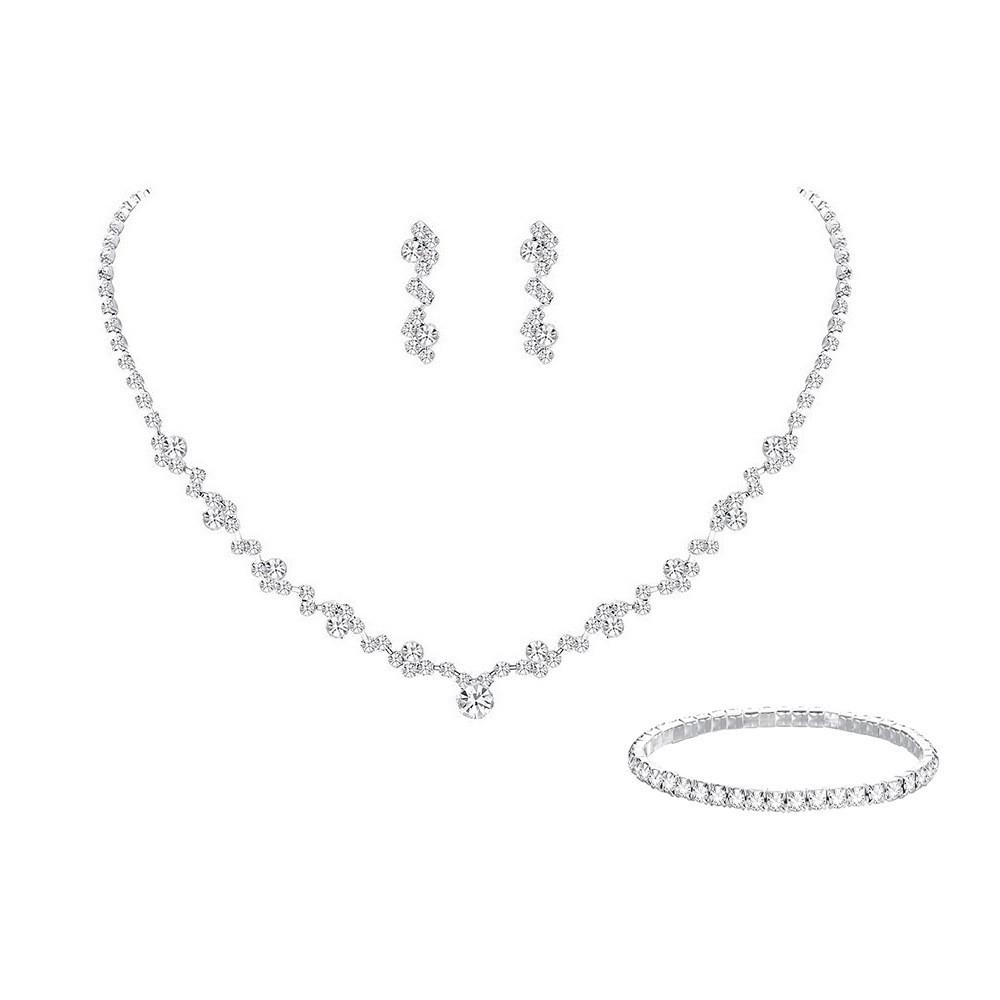 

Set Necklace Earrings Two-Piece Set Elegant Ladies Chain Wedding Evening Dress Banquet Accessories