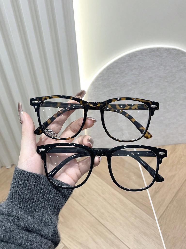 2PCS Women Anti-Blue Light Clear Glasses Plastic Fashion Men Square Frame Eyeglasses For Daily Life Accessories.