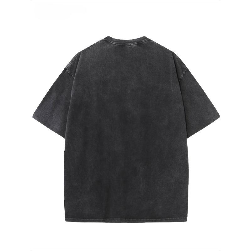European Size Men'S 'Faith Over Fear' Pattern T-Shirt Oversized, Retro Streetwear, Shoulder Drop, Hip-Hop Style, Casual Short Sleeves T-Shirt
