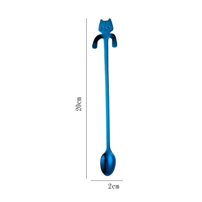 1PCS 304 Stainless Steel Cat Spoon Creative Cartoon Hanging Edge Spoon Cute Coffee Spoon Gold-plated Stirring Spoon