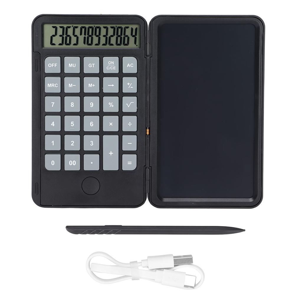 Calculator Writing Tablet 6.5in LCD Chargeable Portable Paperless Drawing Handwriting BoardBlack