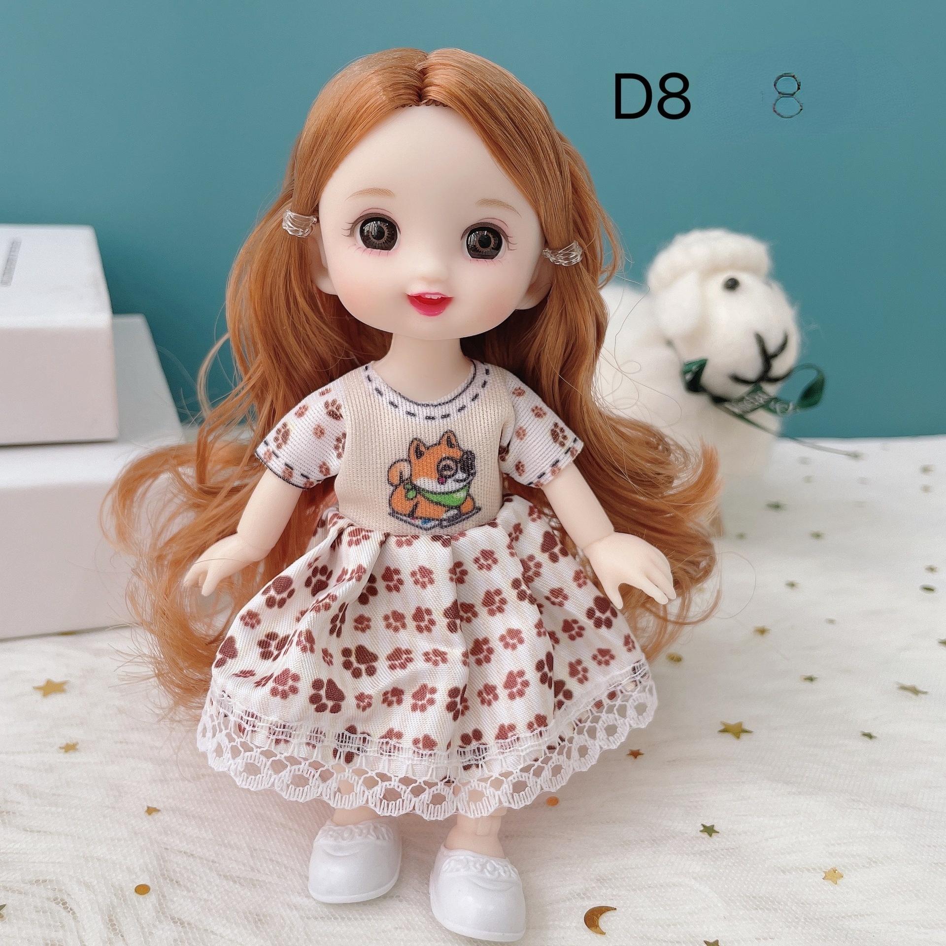 

Мини-подвижная кукла 17 см, игрушка для девочек, 3D большие глаза, BJD, полная одежда принцессы, коллекция платьев, детская кукла в подарок B