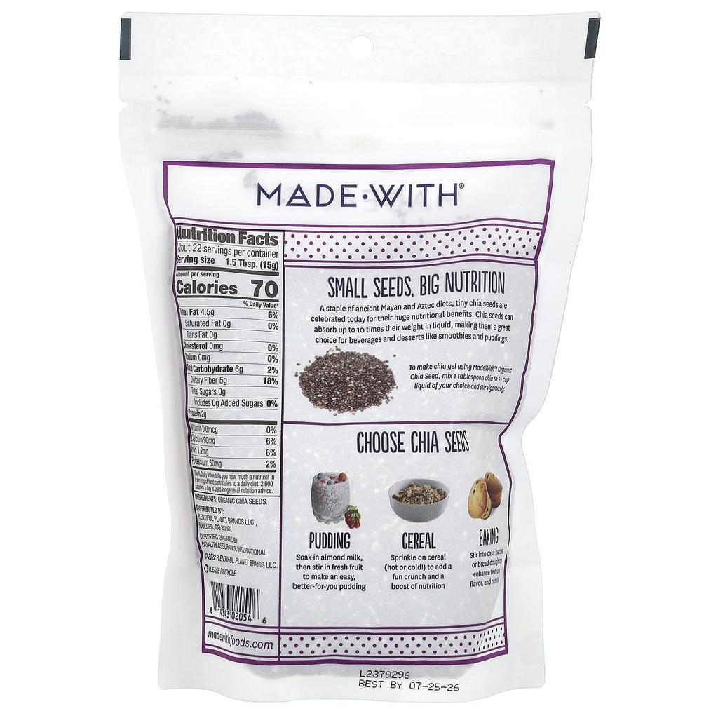 Organic Chia Seeds, Black, 340G(12Oz)