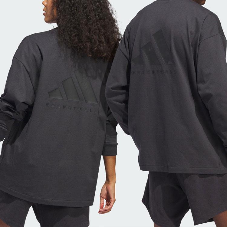 Adidas Solid Color Casual High Collar Long Sleeve T-Shirt Unisex Tops Black IN9561