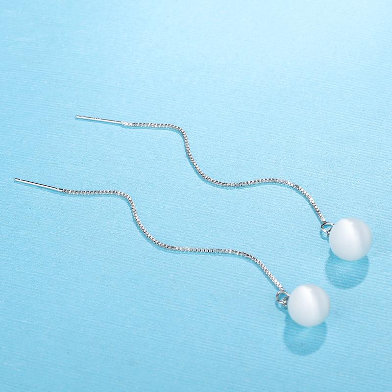 Accessories Round Cat Eye Long Ear Wire Pendant for Women