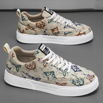 Men's Shoes Spring 2024 New Breathable Canvas Shoes Trendy Versatile Flat-soled Old Beijing Cloth Shoes Flat-soled Non-slip Board Shoes