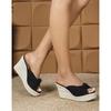 Retro Peep Toe Summer Shoes Women High Heels Sandals Fashion Brand Wedges Ladies Party Shoes Wedge Sandals 10cm Big Size 42